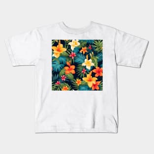 Tropical Flowers Pattern 1 Kids T-Shirt